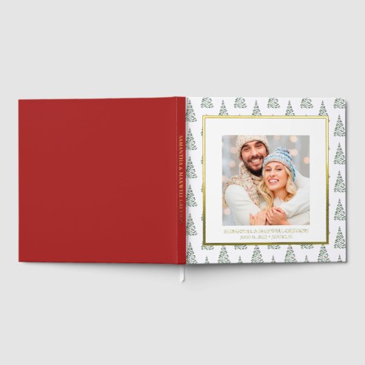クリスマスフォトゲストブックウォーターカラーツリー ゲストブック (全面)