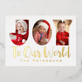 クリスマスフォトコラージゴールドフォイルホリデーカード 箔シーズンカード (正面)