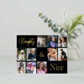 クリスマスフォトコラージゴールドフォイルホリデーカード 箔シーズンポストカード (立ち正面)