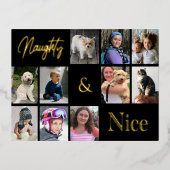 クリスマスフォトコラージゴールドフォイルホリデーカード 箔シーズンポストカード (正面)