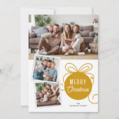 クリスマスフォトコラージツリーオーナメント金ゴールド シーズンカード (正面)