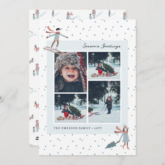 クリスマスフォトコラージホリデーカード シーズンカード (正面/裏面)