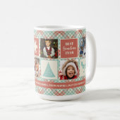 クリスマスフォトコラージミントプレイドカスタムマグ コーヒーマグカップ (正面右)