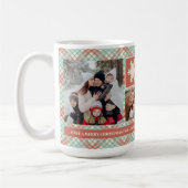 クリスマスフォトコラージミントプレイドカスタムマグ コーヒーマグカップ (左)