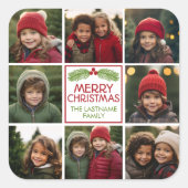 クリスマスフォトコラージュとパイン素朴ト スクエアシール (正面)