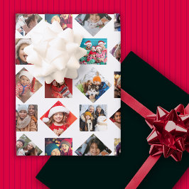 クリスマスフォトコラージュの休日 ラッピングペーパーシート