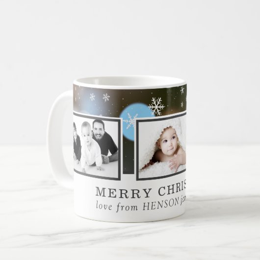 クリスマスフォトコラージュカスタムファミリーホリデー コーヒーマグカップ (正面左)