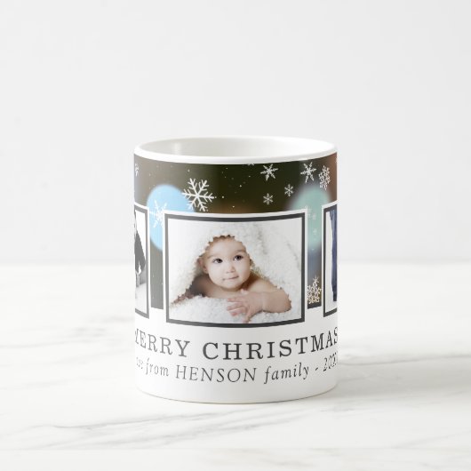 クリスマスフォトコラージュカスタムファミリーホリデー コーヒーマグカップ (中央)