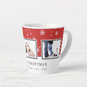 クリスマスフォトコラージュカスタムファミリーレッドホリデー カフェラテマグ (右アングル)