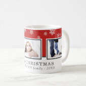 クリスマスフォトコラージュカスタムファミリーレッドホリデー コーヒーマグカップ (正面右)