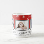 クリスマスフォトコラージュカスタムファミリーレッドホリデー コーヒーマグカップ (中央)