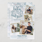 クリスマスフォトコラージュカットベビー外は寒い シーズンカード (正面/裏面)