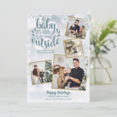 クリスマスフォトコラージュカットベビー外は寒い シーズンカード (スタンド正面)