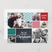 クリスマスフォトコラージュグリーティングレッド・グリーン ポストカード (正面/裏面)