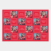 クリスマスフォトコラージュパーソナライズされたテンプレート ラッピングペーパーシート (正面)