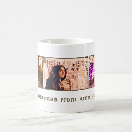 クリスマスフォトコラージュマグカップ |モダン休日 コーヒーマグカップ (中央)