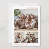 クリスマスフォトコラージュ家族ピンク シーズンカード (正面)