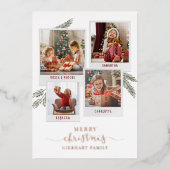 クリスマスフォトコラージュ素朴プレイドバラ金ゴールド 箔シーズンカード (正面)
