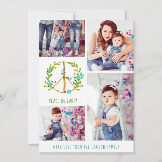 クリスマスフォトコラージュ | 地球の平和 シーズンカード (正面)