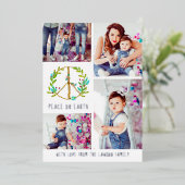 クリスマスフォトコラージュ | Peace on Earth Holiday C 箔シーズンカード (立ち正面)