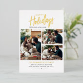 クリスマスフォトコラージュPetスクリプト移動金ゴールド 箔シーズンカード (立ち正面)