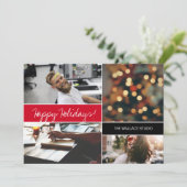 クリスマスフォトコラージレッドハッピーホリデーズカンパニー カード (スタンド正面)