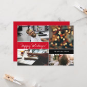 クリスマスフォトコラージレッドハッピーホリデーズカンパニー カード (正面/裏面インサイチュ)