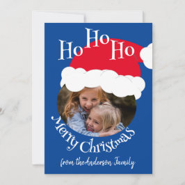 クリスマスフォトサンタハットかわいいブルー シーズンカード