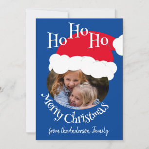 クリスマスフォトサンタハットかわいいブルー シーズンカード