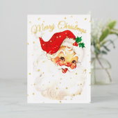 クリスマスフォトサンタメリー金ゴールドホリデーカード 箔シーズンカード (立ち正面)