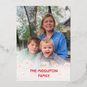 クリスマスフォトサンタメリー金ゴールドホリデーカード 箔シーズンカード (裏面)