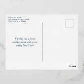 クリスマスフォトシルバーベルネイビーブルー 箔シーズンポストカード (裏面)