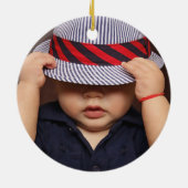 クリスマスフォトジャック・ラッセル・ドッグ・サンタハット セラミックオーナメント (裏面)