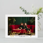 クリスマスフォトスクリプト最も幸せな休日 – Plaid 箔シーズンカード (立ち正面)