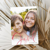 クリスマスフォトスタイリッシュスクリプト赤い喜び シーズンカード