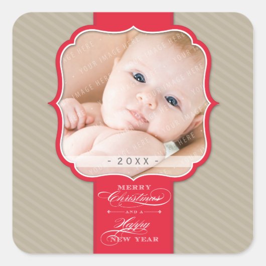 クリスマスフォトステッカー：: lapel 3 スクエアシール (正面)
