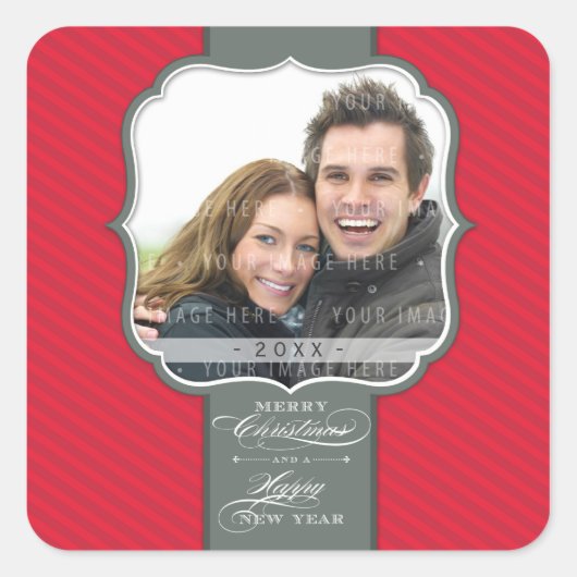 クリスマスフォトステッカー：: lapel 7 スクエアシール (正面)