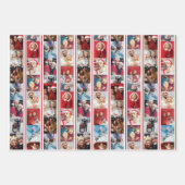 クリスマスフォトストライプコラージホリデー ラッピングペーパーシート (正面)