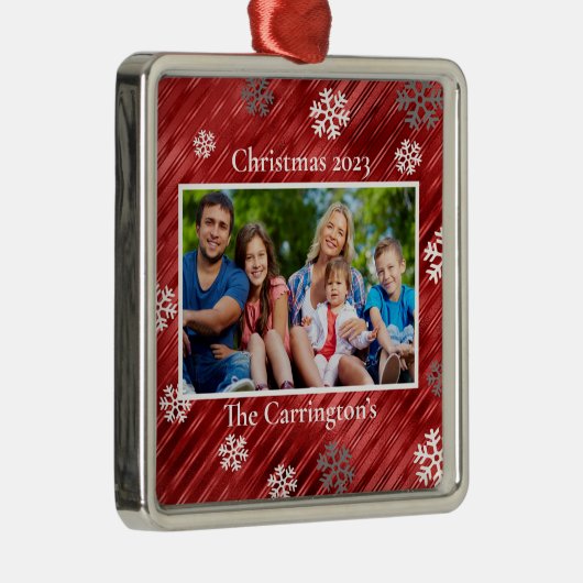 クリスマスフォトスノーフレークレッドメタルオーナ メタルオーナメント (右)