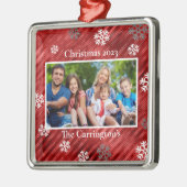 クリスマスフォトスノーフレークレッドメタルオーナ メタルオーナメント (左)