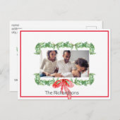 クリスマスフォトスポットライトガーランドレッドフレーム シーズンポストカード (正面/裏面)