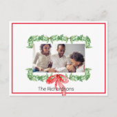 クリスマスフォトスポットライトガーランドレッドフレーム シーズンポストカード (正面)
