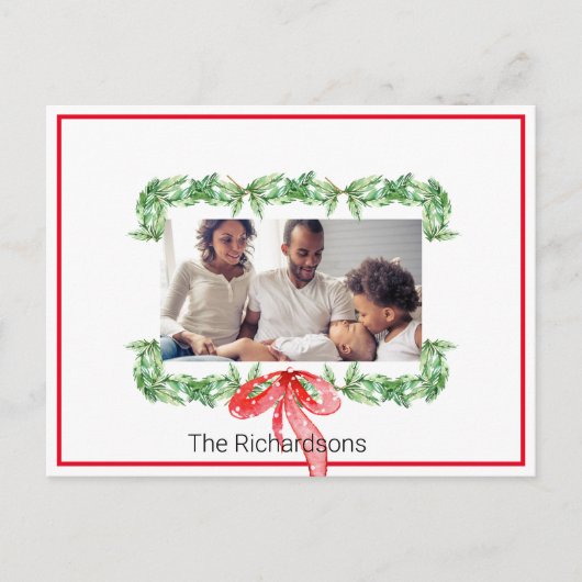 クリスマスフォトスポットライトガーランドレッドフレーム シーズンポストカード (正面)