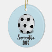 クリスマスフォトスポーツシンプルかわいいサッカーボール セラミックオーナメント (左)