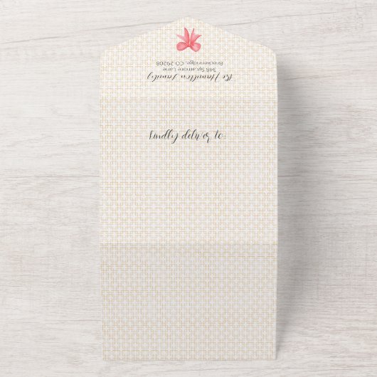 クリスマスフォトトリフォールドバーカートすべて1枚のカード オールインワン招待状 (外側)