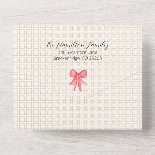 クリスマスフォトトリフォールドバーカートすべて1枚のカード オールインワン招待状 (裏面)