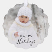 クリスマスフォトハッピーホリデーズ金ゴールド オーナメントカード (正面)