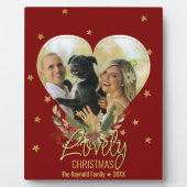 クリスマスフォトハートラブリー金ゴールドグリッタースターレッド フォトプラーク (正面)