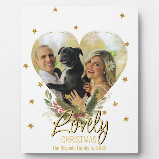 クリスマスフォトハートラブリー金ゴールドグリッタースター フォトプラーク (正面)