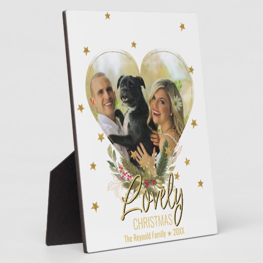 クリスマスフォトハートラブリー金ゴールドグリッタースター フォトプラーク (側面)